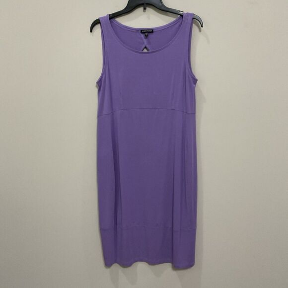 EILEEN FISHER Purple Jersey Knit Dress Cutout Keyhole Sleeveless Sz Med - Picture 2 of 7